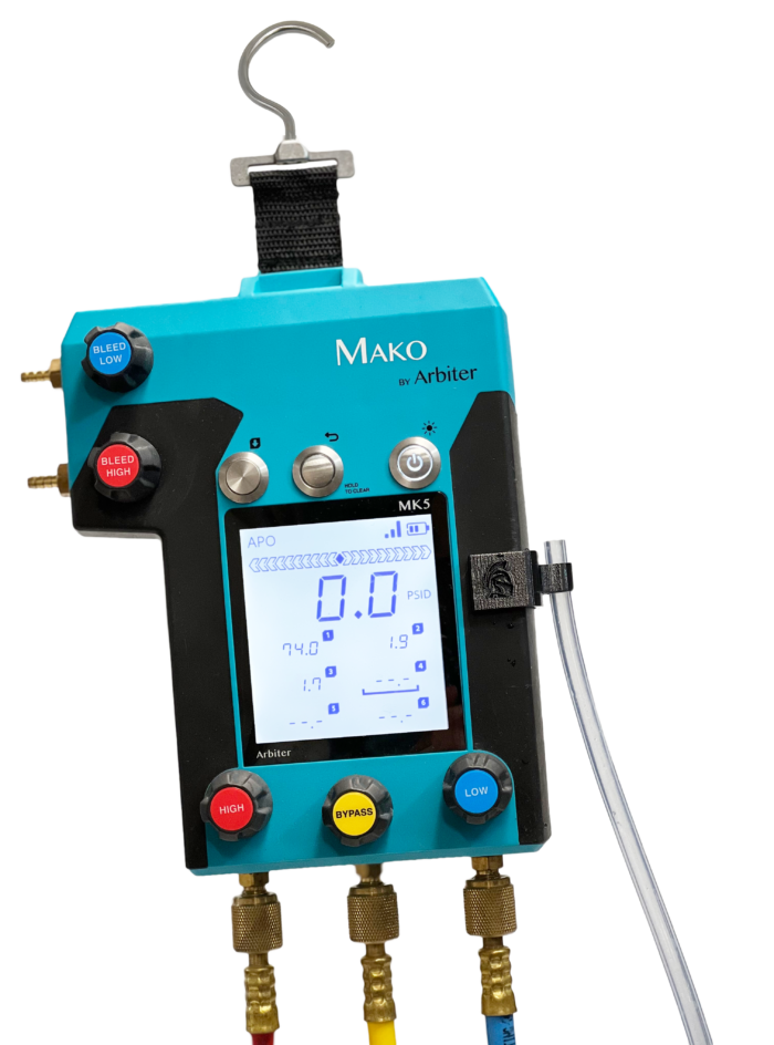 MAKO MODEL MK5 5 NEEDLE VALVE BACKFLOW TEST KIT WITH HOSES AND SOFT CASE