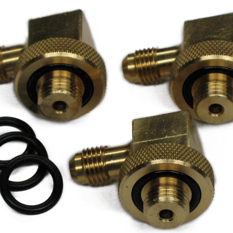 MIDWEST 110705 1/4" SET 3 EACH  90 ANGLE SWIVELQUICK TEST COCK ADAPTERS WITH 3 EXTRA "O" RINGS