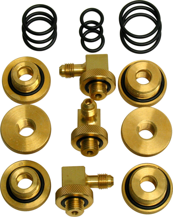 MIDWEST 110706 90 DG SWIVEL QUICK CONNECTOR TEST COCK ADAPTER KIT  3 EA ADAPTERS 1/4"- 1/2" - 3/4" WITH SPARE "O" RINGS