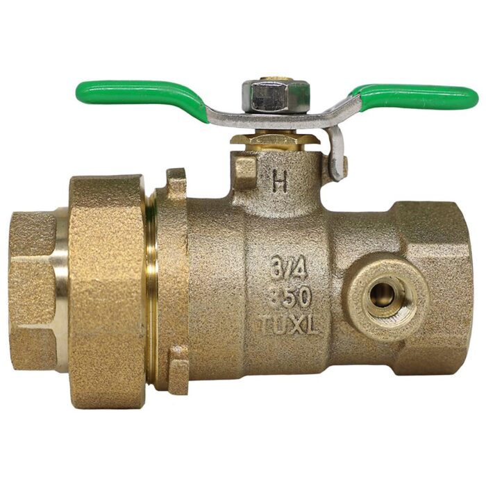 WILKINS 850TUXL 3/4" UNION BALL VALVE TAPPED FOR TEST COCK (LEAD FREE)