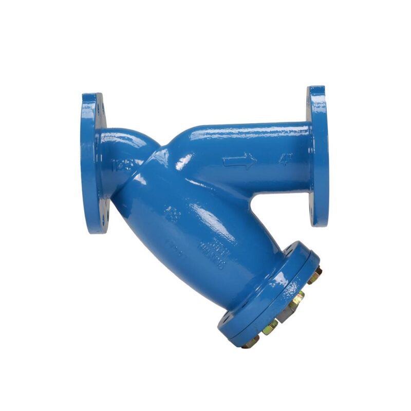 WILKINS 4" FSC FLANGED CAST IRON WYE STRAINER FDA EPOXY COATED 2" FIP OUTLET