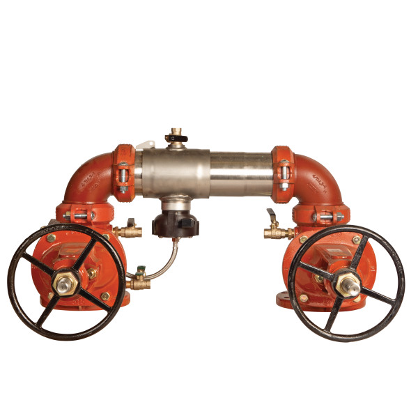 AMES 4" C400N RP BACKFLOW ASSEMBLY WITH OS&Y GATE VALVES AND FLOOD SENSOR - N-PATTERN (LEAD FREE)
