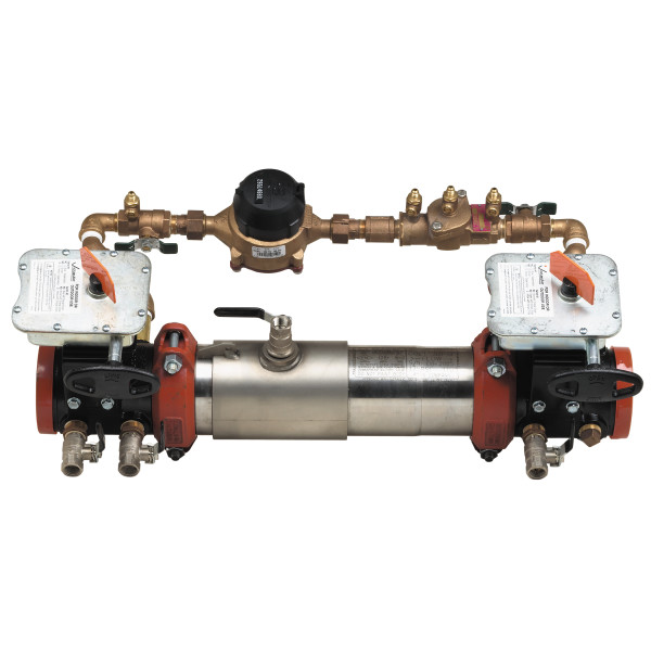 AMES 6" C300 DCDA BACKFLOW ASSEMBLY WITH BUTTERFLY VALVES, BYPASS ASSEMBLY, AND CF METER *FIRE SYSTEMS ONLY - NOT LEAD FREE*