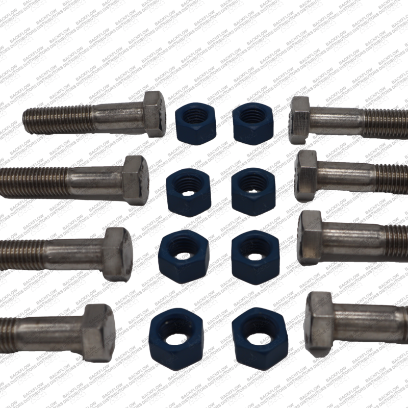 8" 304 STAINLESS STEEL NUT & BOLT SET WITH FLUOROKOTE HEX NUT  8 EA 3/4" X 3 1/2" BOLTS ***STAINLESS STEEL***