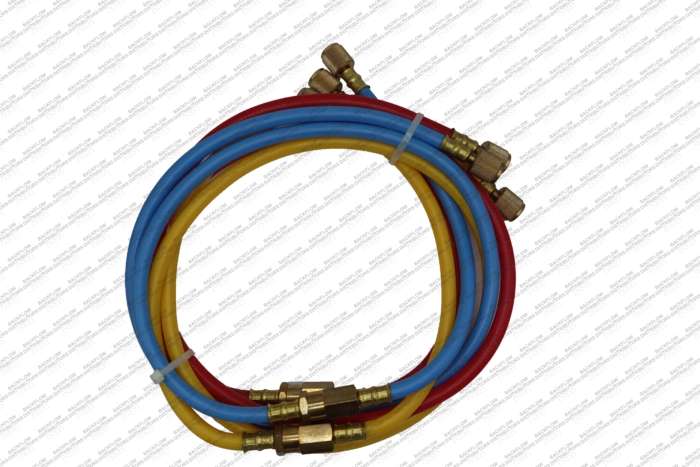 MAKO MKHS400 SET OF RED BLUE AND YELLOW PVC 400 PSI MAX HOSES WITH FILTERS AND O-RINGS INSTALLED
