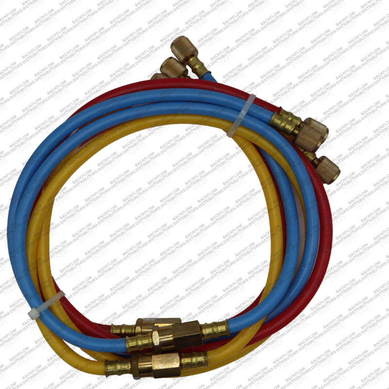 MAKO MKHS400 SET OF RED BLUE AND YELLOW PVC 400 PSI MAX HOSES WITH FILTERS AND O-RINGS INSTALLED